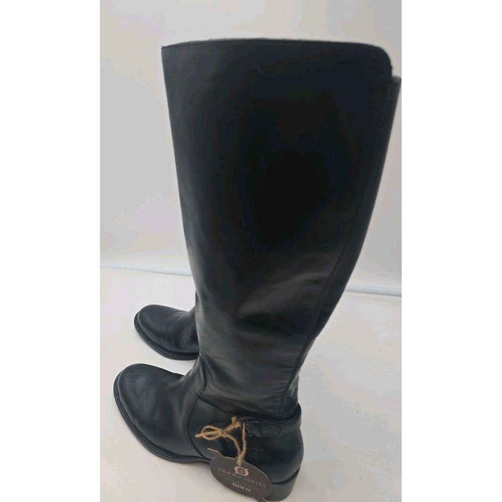 NWT Born Crown Womens Black Leather Knee High Equestrian Quiet Luxury Boots 8.5M - Picture 2 of 11